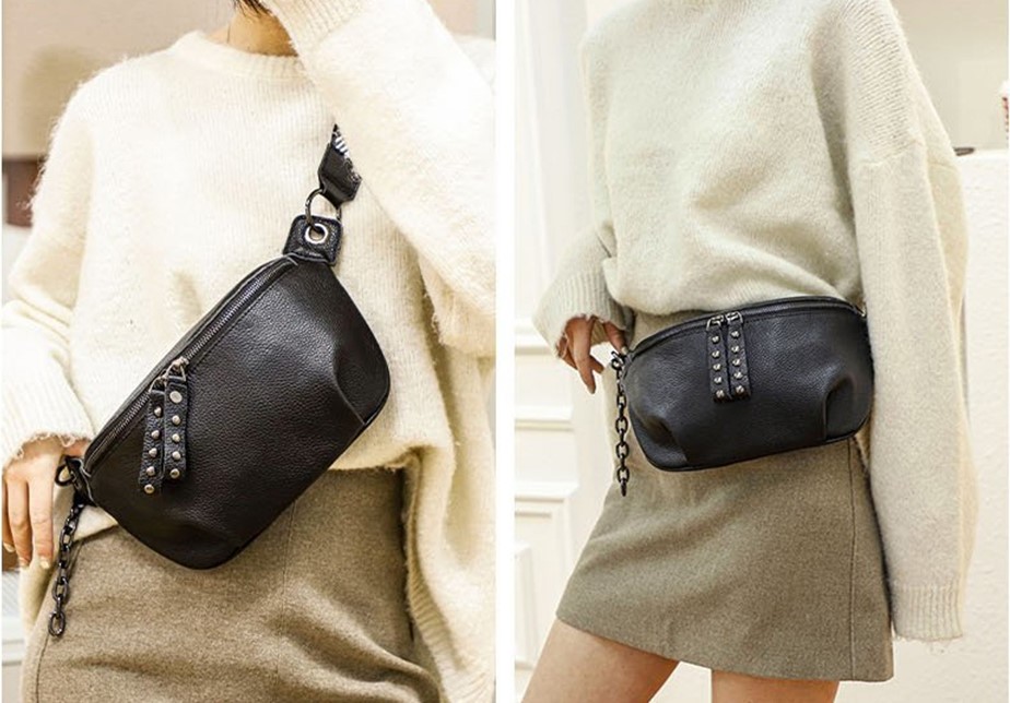 cuir véritable noir sac