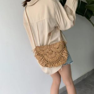 sac en paille à pompons