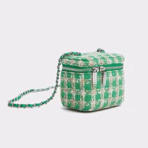 sac vert en tweed avec chaine