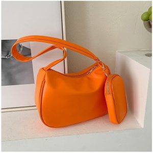 sac féminin cuir synthétique orange