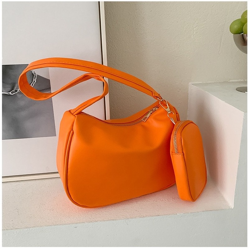 sac féminin cuir synthétique orange