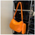 sac à main bandoulière en cuir synthétique orange