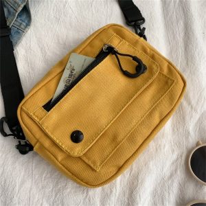 sac rétro toile jaune