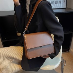 sac bandoulière à soufflet marron