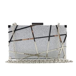 sac pochette paillettes argent
