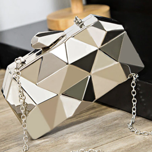 sac pochette géométrique argent