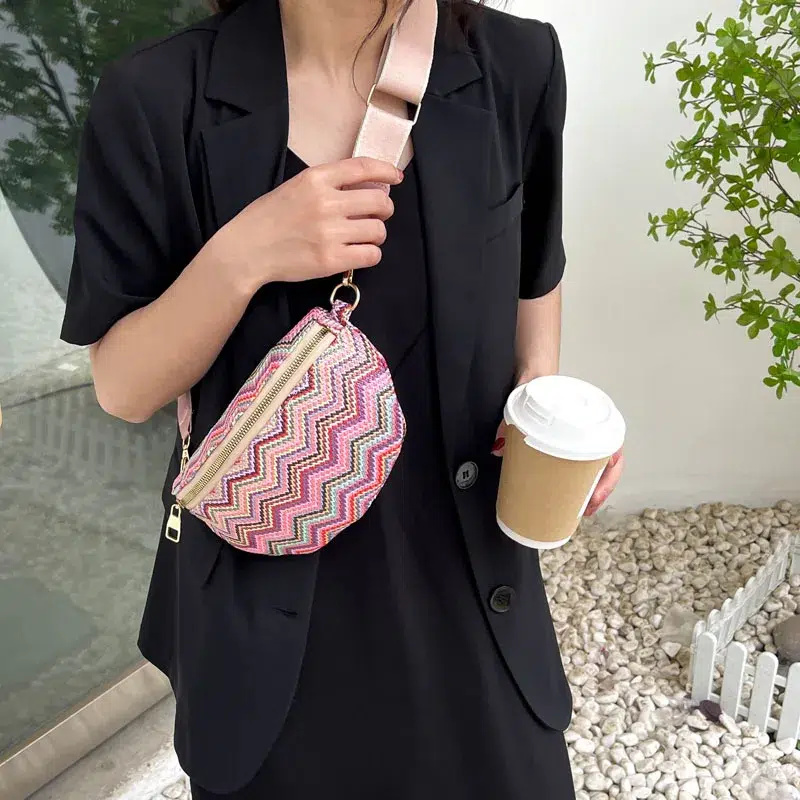 paille tressée sac banane