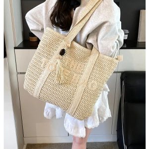 paille tressée tote bag